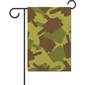 Camo Middelvinger Grappige Tuin Vlaggen Voor Buiten Dubbelzijdig 12x18 Inch Decoratieve Huis Yard Vlag Gedrukt Gift Welkom