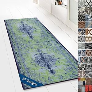 Floordirekt Tapijtloper, met patroon, met fijn weefsel, vintage, oriëntaals, 80 x 500 cm, palau blauw