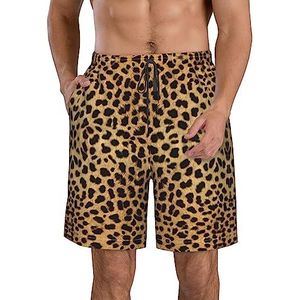 Luipaard Dier Print Heren Zwembroek Sneldrogende Strand Shorts voor Mannen Badpakken Strandkleding Heren Zwembroek met Liner, Wit, XL