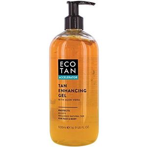 EcoTan Accelerator Gel voor het Bruinen van Gezicht en Lichaam 500ml, Optimaliseert Natuurlijke Bruining, voor Bruinen Binnen en Buiten, kan Worden Gebruikt met Zonnebanken