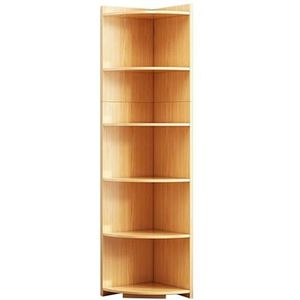 Hoekboekenplank, Hoge Hoekboekenplank, Kleine Boekenkast, Boekenplank Met Schotten, Etagèreplank, Opbergrek For Woonkamer, Studeerkamer, Kantoor(Beige,70.86 x 11.81 x 11.81in)