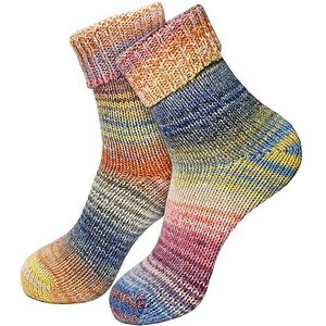 dunaro 2 paar gebreide Noorse sokken wollen sokken wintersokken behaaglijk warm dames heren, 2 paar | Pastel, 35/38 EU