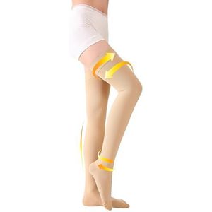 TOFLY® Medische dijen, hoge compressiekousen voor dames en heren, gesloten teen, ondoorzichtig, stevig, 20-30 mmHg, gegradueerde compressiesokken met siliconen band, ondersteuning voor spataderen,