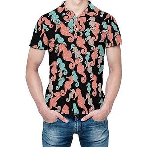 Schattig Seahorse heren shirt met korte mouwen golfshirts regular fit tennis t-shirt casual business tops