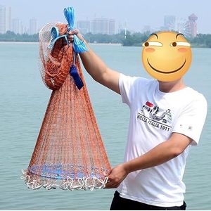 Gooi net schepnet vis gegoten net vissen netwerk vissen val hand gooien vliegen vis netwerk met ijzeren zinkers net visnet gegoten net (kleur: 540)