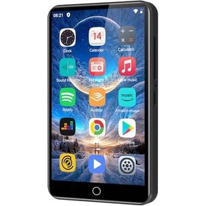 ZAQE MP3-speler met Spotify, 80 GB, MP3-speler met bluetooth en wifi, MP3-speler met Amazon-muziek, hoorbaar, Deezer, 4 inch touchscreen, MP4-speler voor kinderen (zwart)