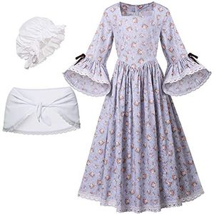 GRACEART Victoriaanse Maid Fancy Dress Schoolmeisje Kinderkostuum Prairie Jurk 100% Katoen (6, Grijs)