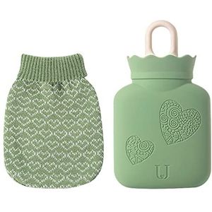 DieffematicRSD Warmwaterkruik Mini Warmwaterkruik Zak Met Zachte Gebreide Cover Draagbare Pocket Verwarming Warmwaterkruik Houden Hand Voet Body Warmer (Color : Green)