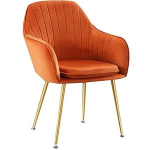 GEIRONV 1 stks fluwelen keukenstoel, verstelbare rotatie antislip voet woonkamer fauteuil voor balkon appartement make-up stoel Eetstoelen (Color : Orange)