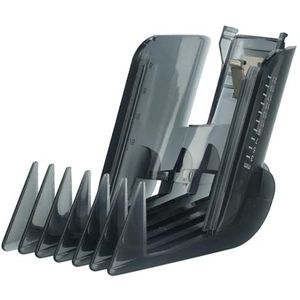 vhbw Kam opzetstuk 3-21 mm (1/8"" - 7/8"") compatibel met Philips QC 5135 tondeuse, baardtrimmer - vervangende kam, grijs transparant