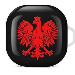 Poolse vlag adelaar oordopjes hoesje compatibel met Samsung hard shell beschermhoes witte stijl