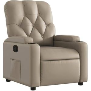 vidaXL Fauteuil verstelbaar kunstleer cappuccinokleurig, relaxfauteuil, relaxstoel, armstoel, leunstoel, luie stoel, tv stoel, standenstoel