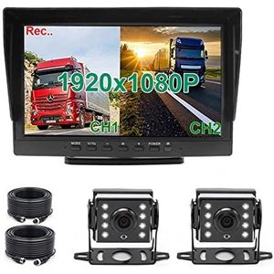 GPS-autonavigatiesysteem, HD 1920X1080P 10.1 inch Ips Screen Truck Bus-voertuig DVR Parkeermonitor Recorder met 2 kanalen aan de achterkant Ahd Auto-camera Voor auto, vrachtwagen, camper(1 Camera-20m)