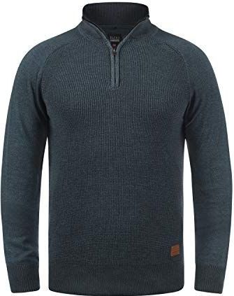 BLEND Trui 'Ganbolf'  donkerblauw / bruin / zilvergrijs