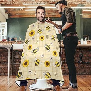 Salon Cape Leuke Bijen Dier Print Zonnebloem Kapper Cape Unisex Kappers Jurk Premium Kappers Cape Voor Thuis Herbruikbare Kapper Accessoires 140x168cm