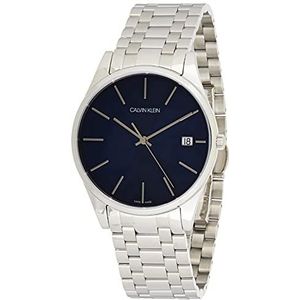 Calvin Klein K4N2114N Analoog kwartshorloge voor heren, met roestvrijstalen armband, zilver/blauw, armband