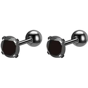 Gekleurde Ronde CZ Crystal Stud Earring Set 16g Zwart Gouden Roestvrij staal Helix Kraakbeen Piercing 2/3/4/5/6/7/8MM
