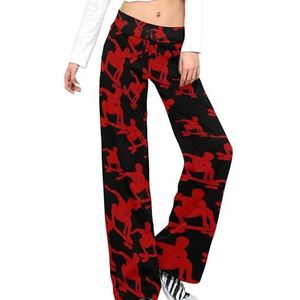 Skateboard Skater Damesbroek Casual Broek Elastische Taille Lounge Broek Lange Yoga Broek Rechte Pijpen