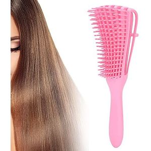 Styling haarborstels, mat oppervlak rubberen handvat haar ontwarrende borstel voor krullend dik steil haar voor nat en droog haar voor vrouwen mannen kinderen peuters (roze)