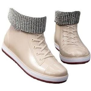 Tuinschoenen for dames, waterdichte regenlaarzen for dames - comfortabel interieur, brede kuitlaarzen for dames - gemakkelijk aan en uit te trekken(Apricot (insole)_CN 38)