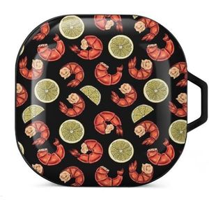 Garnalen en citroen plakjes oordopjes hoesje compatibel met Samsung hard shell beschermhoes zwart stijl