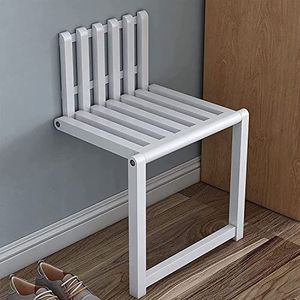 GEIRONV Wandgemonteerde klapstoel, for hal keuken badkamer douchestoelen onzichtbare opklapbare douchekruk Douchestoel (Color : White, Size : 32 * 26cm)
