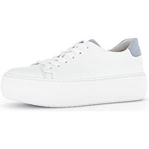 Gabor Lage sneakers voor dames, lage schoenen, uitneembaar voetbed, Wit aquamarijn, 38 EU