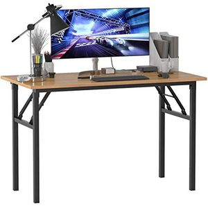 SogesHome Inklaptafel, computertafel, 120 x 60 x 75 cm, voor thuis en op kantoor, bureau, eettafel, vergadertafel, teak en zwart,AC5BB-120-SH