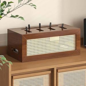 TAUIANE Wooden WiFi Router Storage Box with Ventilation - Desktop Organizer to Hide Router & Modem, Cable Management Cabinet for Home & Office Use,Model a,32CM