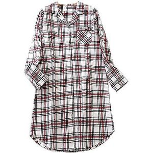 DSKK Dames nachthemden katoen knoopsluiting lange mouwen pyjama nachthemd voor dames, 3#, L
