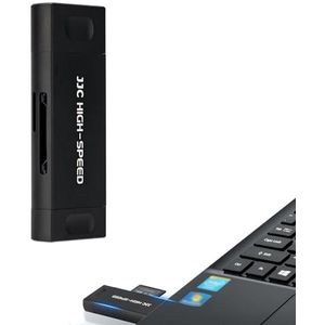 JJC 3-in-1 USB 3.1 geheugenkaartlezer voor UHS-II SDXC SDHC SD, MMC, RS-MMC, MMCmicro, MMCmobile, miniSD, microSD, microSDXC, microSDHC en UHS-I kaarten, voor Windows MacOS Chrome - Zwart