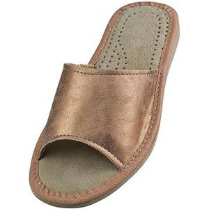APREGGIO damesslippers metallic-roségoud – stijlvolle muiltjes van echt leer voor thuis 36 EU