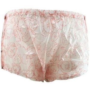 Haian Klassieke uniseks incontinentie snap-on plastic (TPU) bedrukte waterdichte broek voor volwassenen (XL, beer)