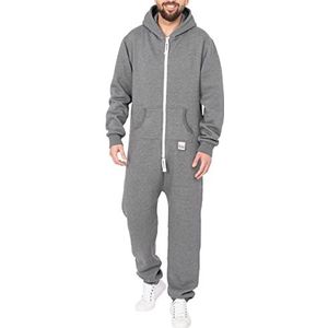 Basisstoff Sheeesh Jumpsuit voor heren, onesie, eendelig, huispak, katoen, donkergrijs, S