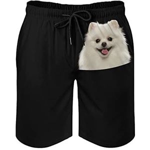 Witte Pommeren Heren Zwembroek Gedrukt Board Shorts Strandshorts Badmode Badpakken met Zakken M