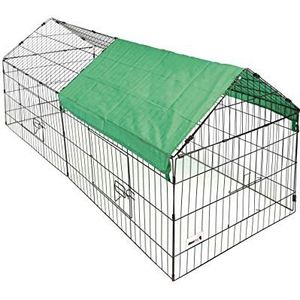MaxxPet Loopstal konijnenhok metaal buiten loopstal konijnenhok 220 x 85 cm afneembaar dak + zeil UV-bescherming incl.