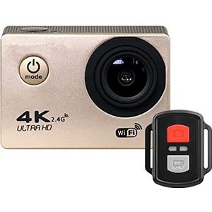 Actiecamera's Action Camera, Ultra HD 4K WIFI 2.0 & 1 2mp Onderwater waterdichte pro sportcamera, mini-helm video-opnamecamera Waterdichte en duurzame behuizing (Color : Gold, Size : M)