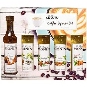 MONIN - Set voor warme dranken – karamel, amaretto, hazelnoot, kruidenbrood en vanille – 5 x 5 cl