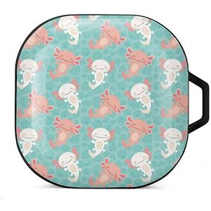 Kawaii Axolotl patroon oordopjes hoesje compatibel met Samsung hard shell beschermhoes zwart-stijl