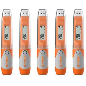 Elitech Herbruikbare datalogger voor temperatuur en luchtvochtigheid 32.000 punten PDF USB RC-51H 5 stuks