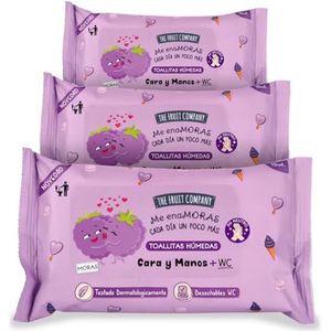 The Fruit Company vochtige doekjes voor handen en gezicht, zakformaat, 3 stuks