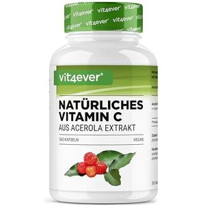 Natuurlijke vitamine C uit acerola-extract - 365 capsules - Hooggedoseerd - Hoogwaardige grondstof - Zonder ongewenste toevoegingen - Veganistisch