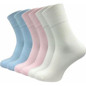 GAWILO Damessokken (verpakking van 6 stuks) zonder knellend elastiek | extra brede comfortabele band | business & vrije tijd, gekleurd 2, 39-42 EU