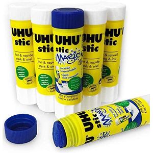 UHU 4 Stic Glue Stick + 2 Stic Magic – verpakking van 6 – 8.2g – oplosmiddelvrij