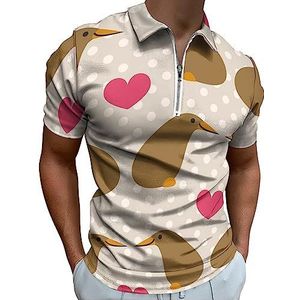 Leuke Cartoon Kiwi Polo Shirt voor Mannen Casual Rits Kraag T-shirts Golf Tops Slim Fit