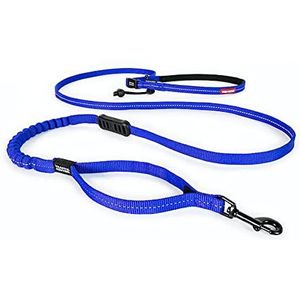 EzyDog Jogging Hondenriem voor kleine en middelgrote honden, jogginglijn Road Runner Lite, 210 cm, riem voor het joggen met hond, reflecterend, elastisch, met bungee schokdemper (12 mm, blauw)