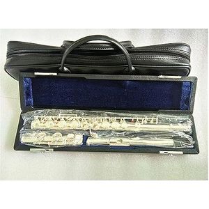 fluit instrument Dwarsfluit Professioneel Kopernikkel C-sleutel 16-gaats Verzilverd Instrument Met Koffer flute instrument (Color : Hard box)