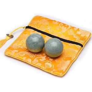 1.4 ''Zwartachtig Groen Marmer Chinese Baoding Gezondheid Stress Oefening Ballen Craft Collectie met Zak BSWQ001