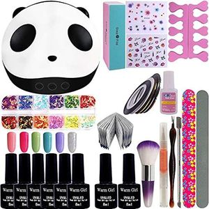 36 W UV + led-nagellamp, starterset, 6 x gellak, uv-gel, nagellakset, gellak voor uv-nageldesign, gelnagels, nagelset
