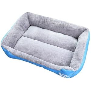 Huisdier, huisdierbed, grote vierkante nest, huisdier, groot hondenbed voor kleine en middelgrote honden, zacht fleece nest, grote hondenslaapbank, winter, warm kattenhuis huisdier (hemelsblauw,